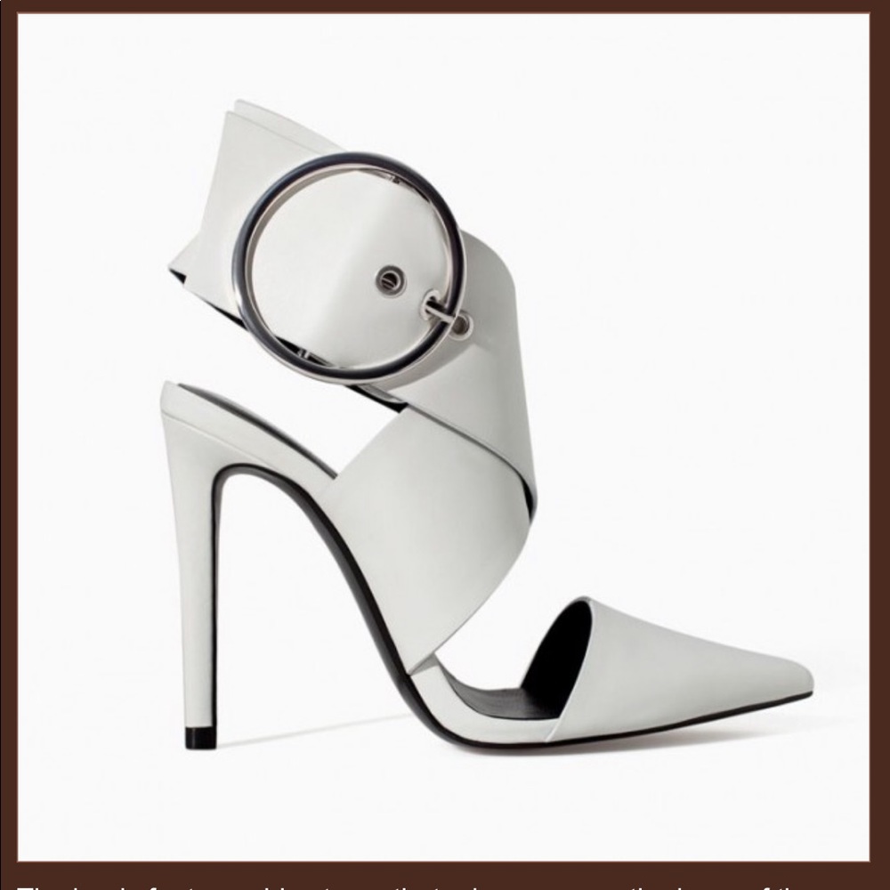 HOT ZARA White Criss Cross Pumps w Silver Buckle